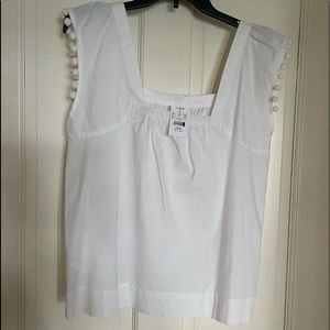 J Crew white sleeveless blouse.